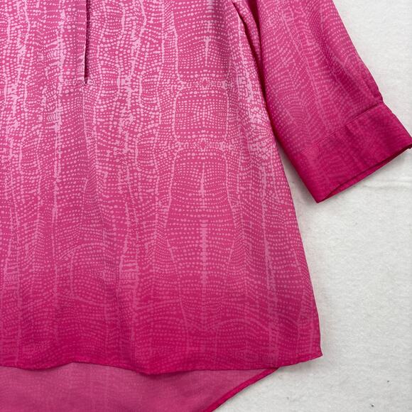 Soft Surroundings Blouse Top Womens Size L Pink Ombre Hi Low Tunic 3/4 Sleeve - Picture 6 of 11